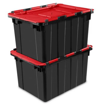 Sterilite 12 Gallon/45 Liter Hinged Lid Industrial Tote (6 Pack) | 14619006 4 Sterilite 12 Gallon/45 Liter Hinged Lid Industrial Tote (6 Pack) | 14619006 - Image 4