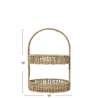 Household Essentials 2 Tier Tray Seagrass 2 Household Essentials 2 Tier Tray Seagrass - Image 2