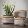 Sullivans Set Of 3 Jute & Polyester Baskets 9"H, 8.5"H & 8"H Brown