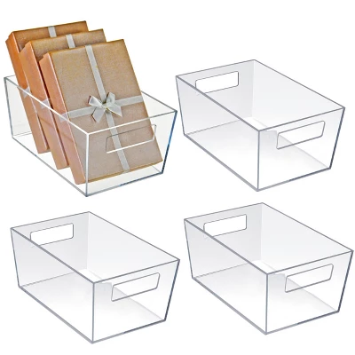 Azar Displays Small Organizer Storage Tote Bin With Handle 9"W X 6"D X 4"H, 4-Pack 1 Azar Displays Small Organizer Storage Tote Bin With Handle 9"W X 6"D X 4"H, 4-Pack