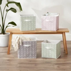 Set Of 4 11" X 11" X 11" Nonwoven Polyester Herringbone Square Storage Cube Gray - Design Imports 16 Set Of 4 11" X 11" X 11" Nonwoven Polyester Herringbone Square Storage Cube Gray - Design Imports -IRIS Storage Deals Store GUEST fb0bace0 7244 4779 954d 849ca82ab1d2 1
