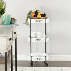 34 X 16 Farmhouse Metal Storage Cart White - Olivia & May