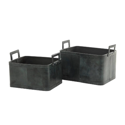 Set Of 2 Storage Baskets Dark Brown - Olivia & May 1 Set Of 2 Storage Baskets Dark Brown - Olivia & May