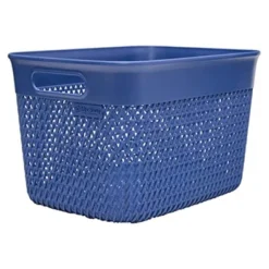 Life Story 16 Quart Lightweight Heavy Duty Woven Trendy Storage Organizer Holder Bin Basket W/ Built In Handles For Household Storage, Blue (6 Pack)