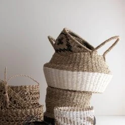 White Rope & Seagrass Belly Basket - Foreside Home & Garden -IRIS Storage Deals Store GUEST fc6f5269 3bdb 4c3f 9e40 9f5d5ee1c3bd