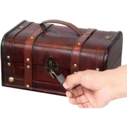Vintiquewise Decorative Vintage Wood Treasure Box - Wooden Trunk Chest With Handle 7 Vintiquewise Decorative Vintage Wood Treasure Box - Wooden Trunk Chest With Handle -IRIS Storage Deals Store GUEST fceb87e7 0cba 4829 a8f9 deb22709e9c0