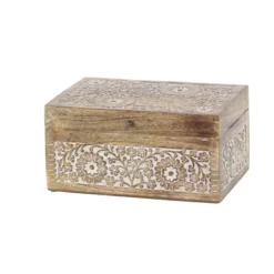 Set Of 3 Mango Wood Carved Floral Boxes - Olivia & May -IRIS Storage Deals Store GUEST fcf6653b 0935 46bc be7d a944d1d8ac5d