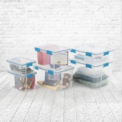 Sterilite 32 Quart Stackable Clear Plastic Storage Tote Container With Blue Gasket Latching Lid For Home And Office Organization, Clear -IRIS Storage Deals Store GUEST fd209581 f073 4b9b 8ae9 b500bebb9423