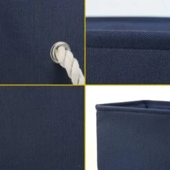 Unique Bargains Home Closet Cotton Fabric Decorative Storage Bin Small Dark Blue 1 Pc