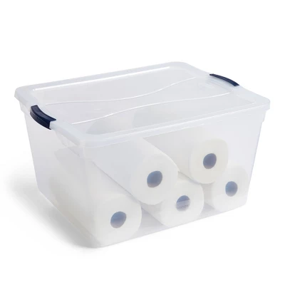 Rubbermaid Cleverstore 71qrt Home/Office Clear Plastic Storage Tote With Latching Lid (4 Pack) 2 Rubbermaid Cleverstore 71qrt Home/Office Clear Plastic Storage Tote With Latching Lid (4 Pack) - Image 2
