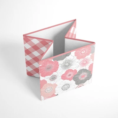 Bacati - Watercolor Floral Coral/Gray Fabric Storage Box/Tote Small 2 Bacati - Watercolor Floral Coral/Gray Fabric Storage Box/Tote Small - Image 2