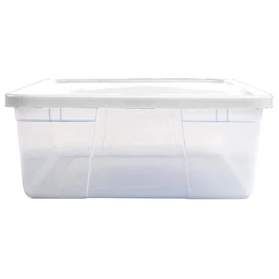 Homz 28 Quart Snaplock Clear Plastic Storage Tote Container Bin With Secure Lid And Handles For Home And Office Organization, 2 Pack 2 Homz 28 Quart Snaplock Clear Plastic Storage Tote Container Bin With Secure Lid And Handles For Home And Office Organization, 2 Pack - Image 2