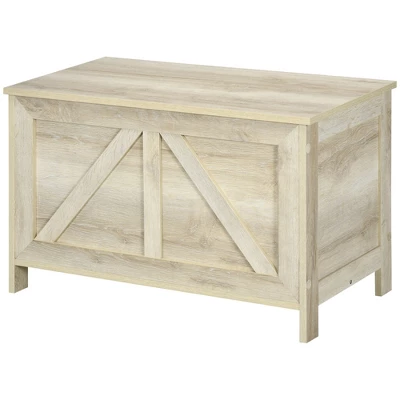 HOMCOM 19" Farmhouse Storage Chest, Lift Top Box Organizer With Safety Hinge To Open Up 150° For Bedroom, Entryway, Living Room, White 3 HOMCOM 19" Farmhouse Storage Chest, Lift Top Box Organizer With Safety Hinge To Open Up 150° For Bedroom, Entryway, Living Room, White - Image 3