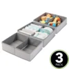 MDesign Fabric Dresser Drawer/Closet Storage, 2 Section Tray, 3 Pack