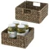 MDesign Hyacinth Kitchen Storage Basket With Handles, 2 Pack