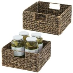 MDesign Hyacinth Kitchen Storage Basket With Handles, 2 Pack