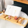 Tranquil Beauty 9" X 27" Premium Bath Caddy With Extendable Wooden Tray, Board With IPad, Tablet, And Phone Stand