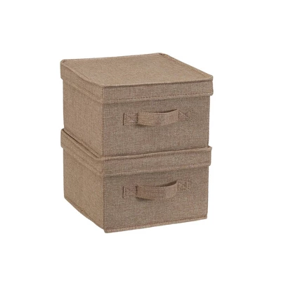 Household Essentials Set Of 2 Medium Storage Boxes With Lids Latte Linen 1 Household Essentials Set Of 2 Medium Storage Boxes With Lids Latte Linen